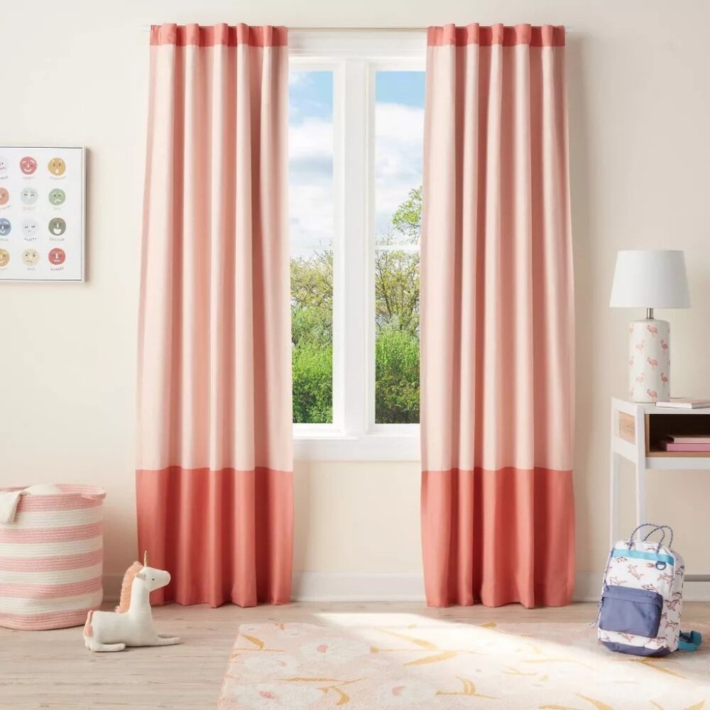 x2 for emssimplestyle ONLY Pillowfort Pink Tonal Wide Stripe Curtain 42" x 84"